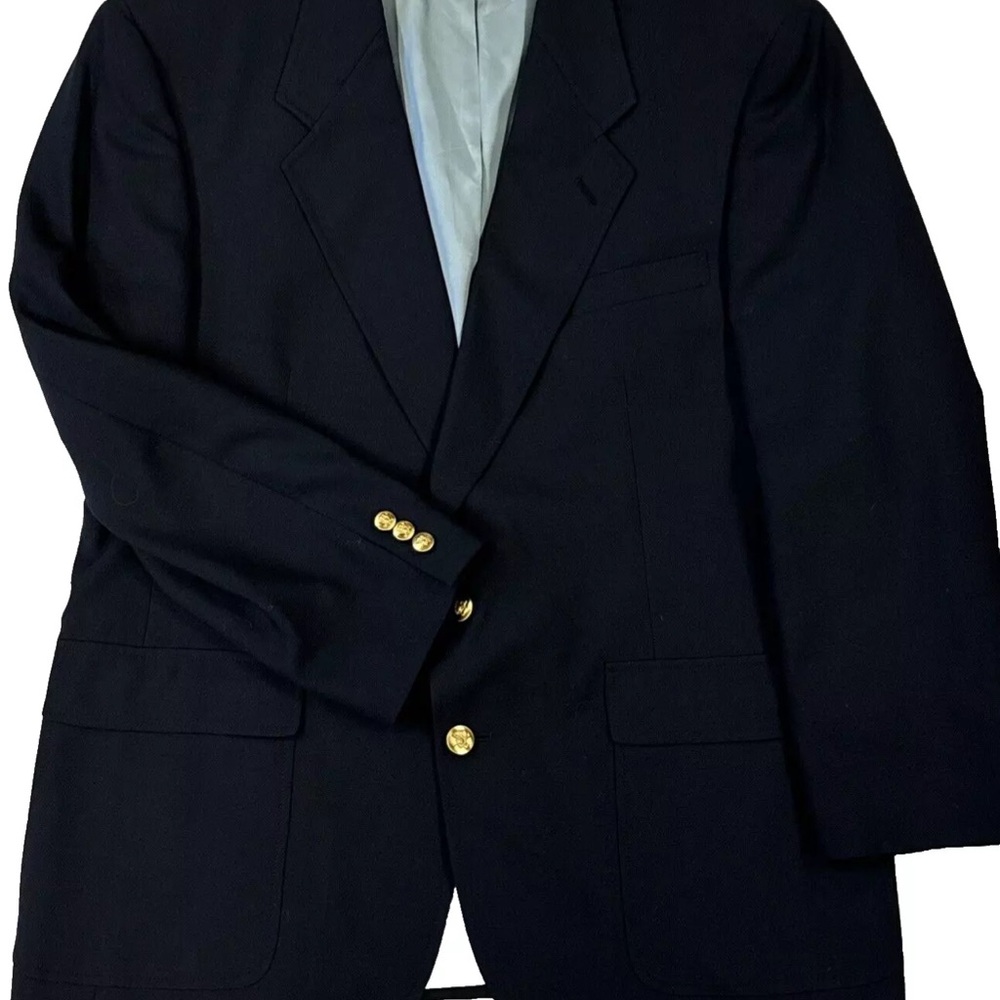 Jack Nicklaus Tournament Series Blazer Masters Blue Gold Button Wool 44R Mens